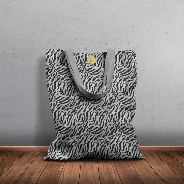 Geanta Handmade Tote Basic, Mulewear, Animal Print Antarctica, Multicolor, 43x37 cm