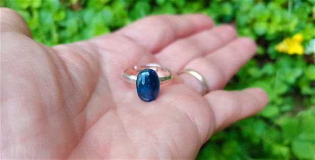 Inel Kianit si Argint 925 - IN959 - Inel albastru reglabil, inel pietre semipretioase, cristale vindecatoare, inel delicat, cadou prietena, cadou iubita, cadou sotie, inel cadou, cristaloterapie