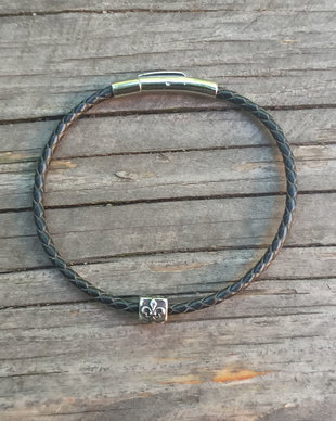 Bratara unisex din piele cu accesorii de otel inoxidabil
