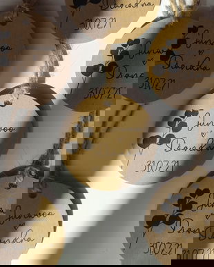 Etichete rustice, frunza eucalipt, etichete marturii kraft, etichete multumire mărturii, carton gros, perforate, nunta rustica, etichete marturii nunta sau botez