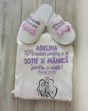 Set Halat Mireasă din satin lycrat