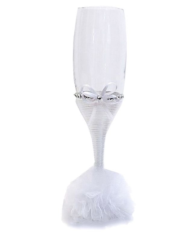 Pahar de mireasa personalizat, pahare nunta albe cu strasuri