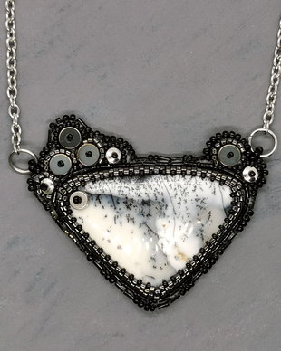 Colier Geometric cu Opal Dendritic si Hematit