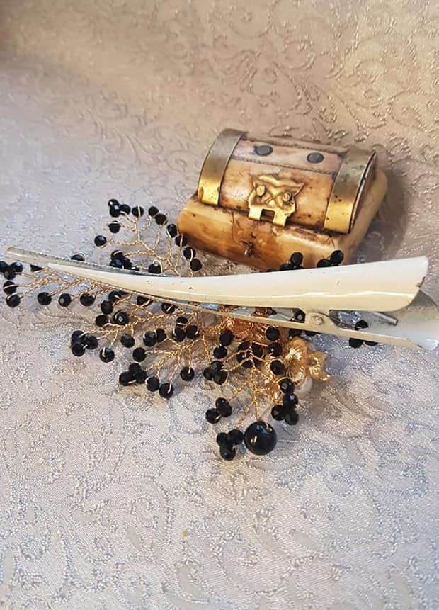 Clama clestisor sarma aurita , cristale , accesorii perle