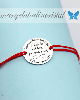 Bratara reglabila personalizata / Mama . nemuritoare / Argint 925
