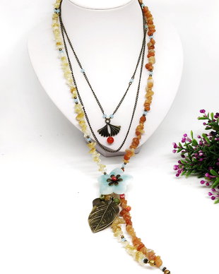 Colier lung multisir -blue flower