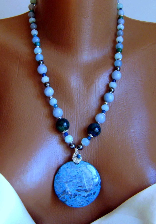 Colier generos cu pandantiv Ocean jasper mare, al II- lea , Recomandat la bronz !