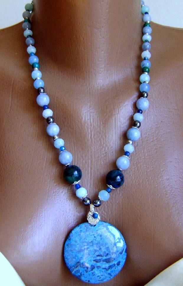 Colier generos cu pandantiv Ocean jasper mare, al II- lea , Recomandat la bronz !