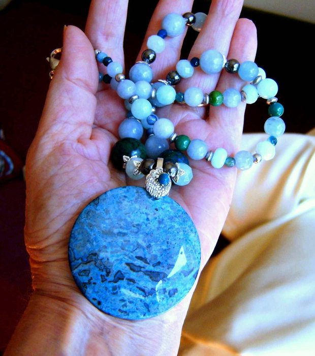 Colier generos cu pandantiv Ocean jasper mare, al II- lea , Recomandat la bronz !