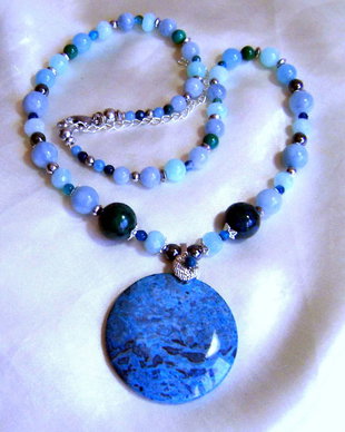 Colier generos  cu pandantiv Ocean jasper mare, al II- lea , Recomandat la bronz !