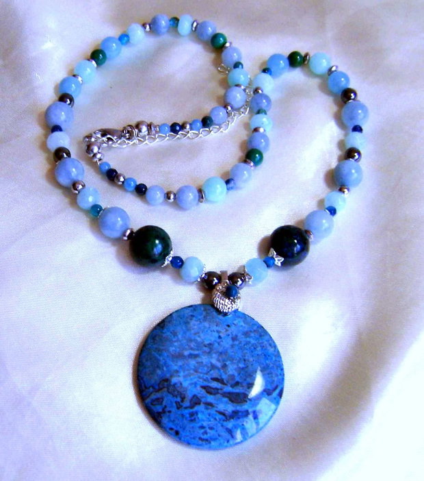 Colier generos cu pandantiv Ocean jasper mare, al II- lea , Recomandat la bronz !