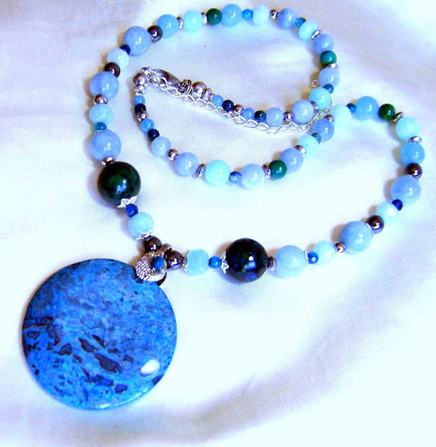 Colier generos cu pandantiv Ocean jasper mare, al II- lea , Recomandat la bronz !
