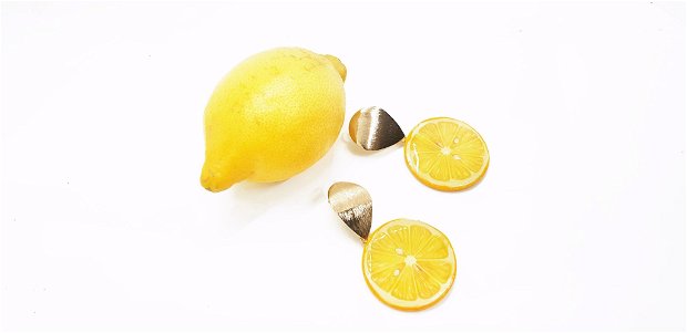 Cercei "Yellow Lemon" din rasina si lut polimeric
