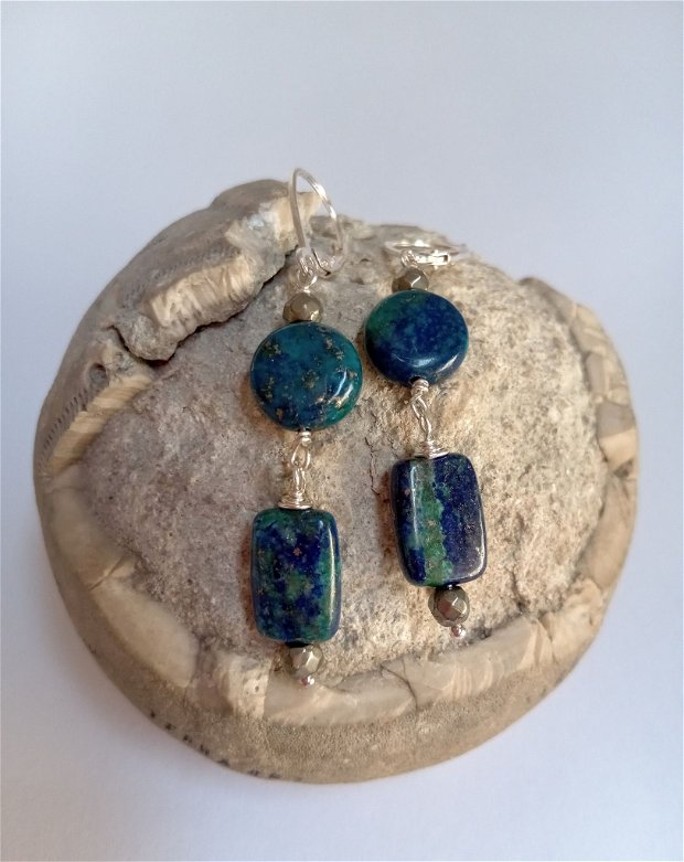 Cercei cu Azurit-Malachit-Lapis lazuli