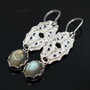 Cercei din argint si labradorit, cercei lungi argint, cercei statement, cercei handmade
