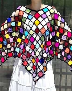 Poncho Mozaic crosetat