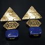 Cercei din alama, lapis lazuli, cu tortita din argint 925