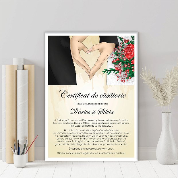 Certificat de căsătorie - INIMA NOASTRĂ - ROȘU
