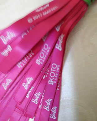 Panglica satin imprimata Barbie