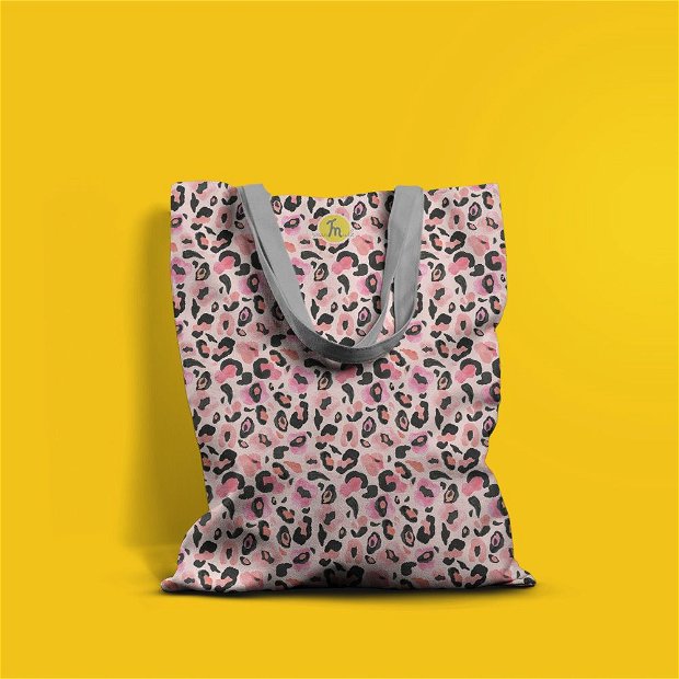 Geanta Handmade Tote Basic, Mulewear, Animal Print Pasari Flamingo, Multicolor, 43x37 cm