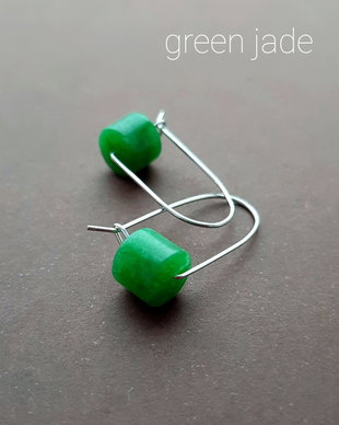 Cercei argintii cu jad verde
