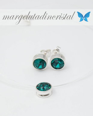 Set Swarovski / Emerald / Colier Fir Transparent / Cercei  Argint 925