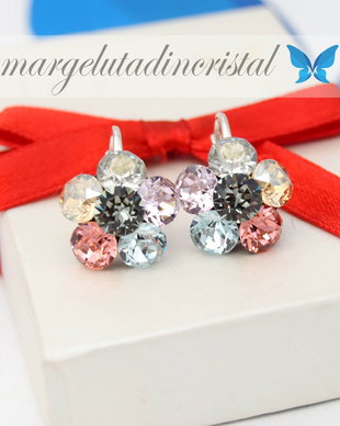 Cercei Swarovski  Chaton Flower / Argint 925