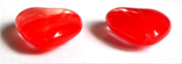 Margele sticla inima rosu 15,5 mm