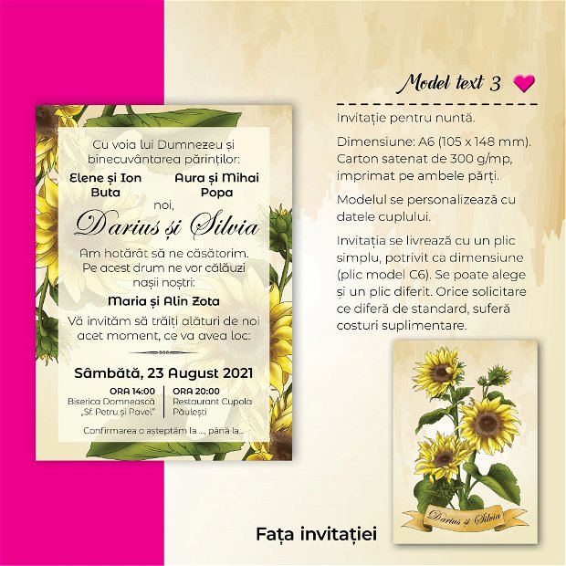 Invitatie nuntă - FLOAREA SOARELUI