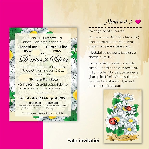 Invitatie nuntă - MARGARETE și BUBURUZE