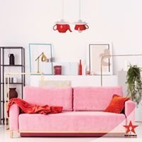 Lustra "Tea time" red&pastel decor