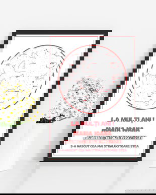 Harta personalizată a stelelor, cadou pentru prima aniversare, cerul de noapte aniversar, cadou personalizat pentru el, imprimare constelație, cadou pentru soție, cadou pentru soț , seria white-color, model 2, format digital