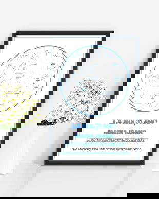 Harta personalizată a stelelor, cadou pentru prima aniversare, cerul de noapte aniversar, cadou personalizat pentru el, imprimare constelație, cadou pentru soție, cadou pentru soț , seria white-color, model 4, format digital