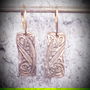 cercei de autor, atarnatori, dreptunghiulari, din bronz auriu, cu motiv celtic