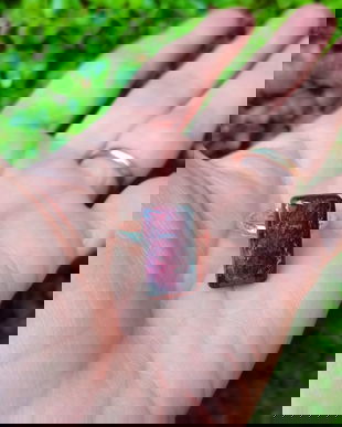 Inel Rubin in zoisit si Argint 925 - IN968 - Inel romantic delicat, inel pietre semipretioase, inel patrat reglabil, inel cadou, cadou sotie, cadou romantic, cristale vindecatoare, cristale de colectie