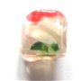 Margele sticla de lampa patrat 4 fete rosu, alb, verde 15 mm