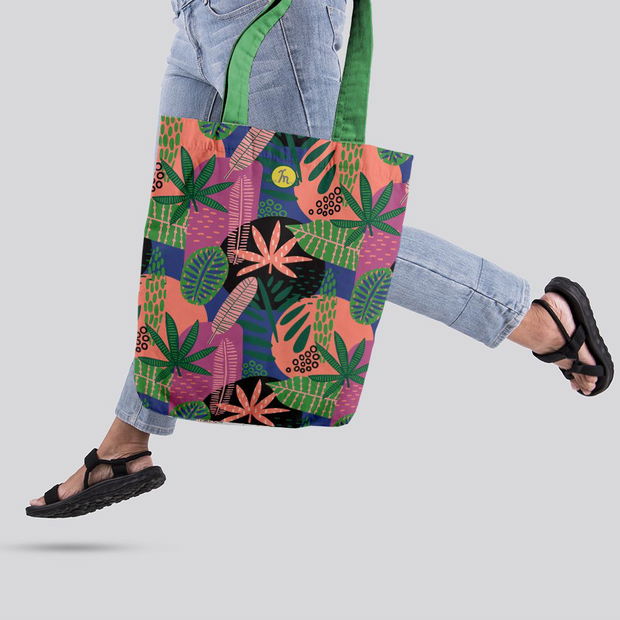 Geanta Handmade Tote Liner Captusit, Mulewear, Botanic Plante Flori Extraterestre, Multicolor, 45x37 cm