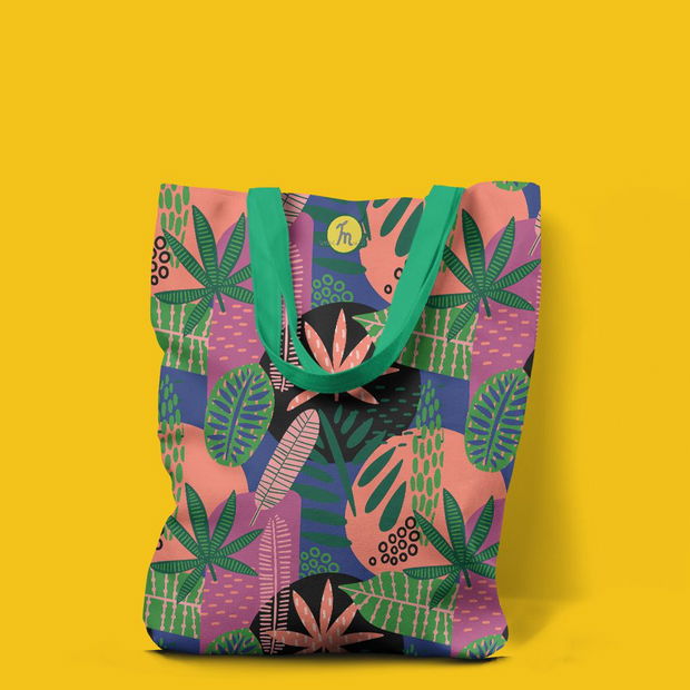 Geanta Handmade Tote Liner Captusit, Mulewear, Botanic Plante Flori Extraterestre, Multicolor, 45x37 cm