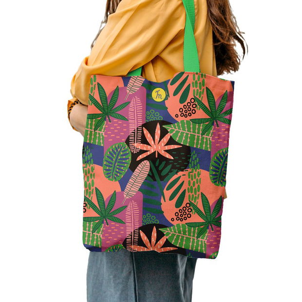 Geanta Handmade Tote Liner Captusit, Mulewear, Botanic Plante Flori Extraterestre, Multicolor, 45x37 cm