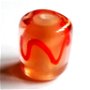 Margele sticla de lampa cilindru portocaliu dunga roz cu miez alb mat 16 mm
