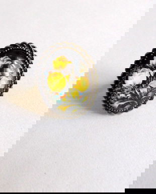 inel sticla cu motiv floral 39238