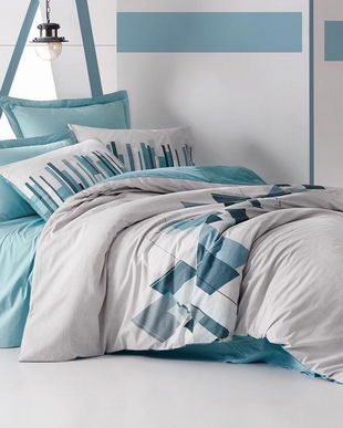 Lenjerie de pat King Ranforce Cotton Box, Nesto Petrol, bumbac ranforce - Cotton Box, Albastru