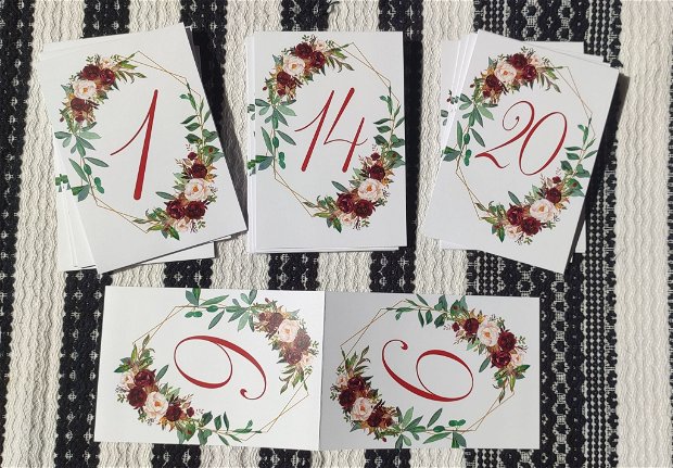 Numere masa, numere de masa flori bordo, nunta handmade, numere de masa moderne, nunta rustica