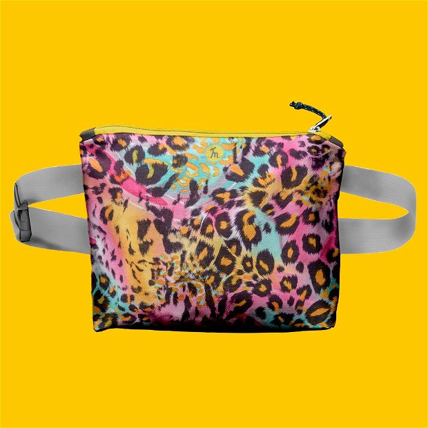 Borseta Handmade Fanny Pack, Mulewear, Animal Print Leopard Multicolor, Multicolor, 22x19 cm