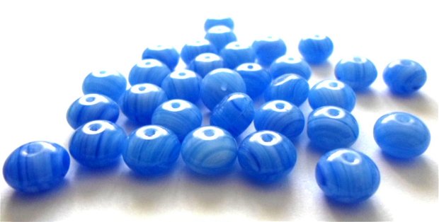 Margele sticla rondele nuante de blue inchis 9 mm