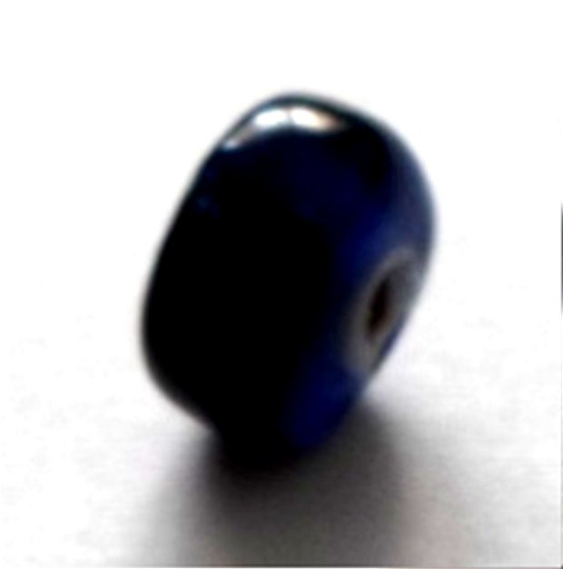 Margele sticla de lampa rondele albastru inchis transparent cu miez alb mat 10 mm