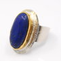 Inel din argint şi lapis cabochon, placat selectiv cu aur