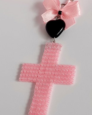 colier handmade cu cruciuliță din mărgele toho
