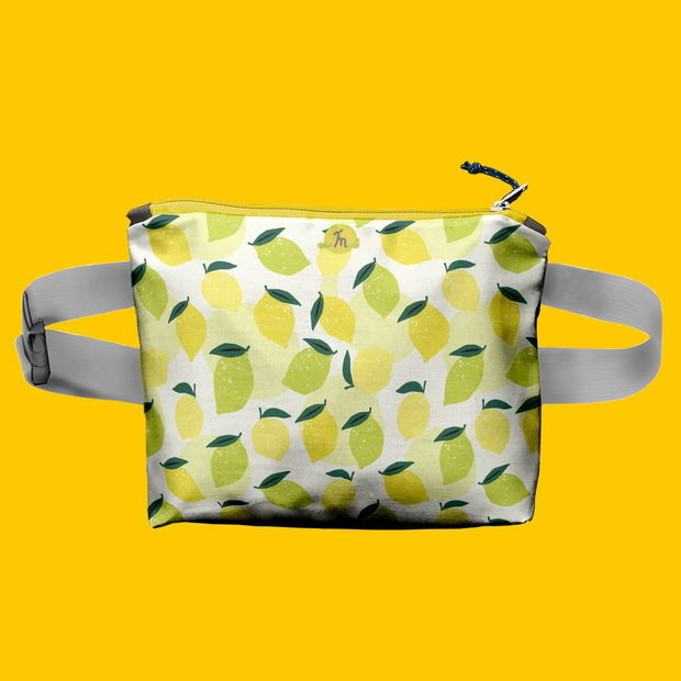 Borseta Handmade Fanny Pack, Mulewear, Botanic Plante Flori Lamai Crude si Coapte, Multicolor, 22x19 cm