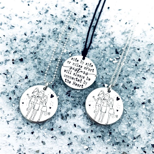 Sisters - Cadou surori - Colier argint banut personalizat